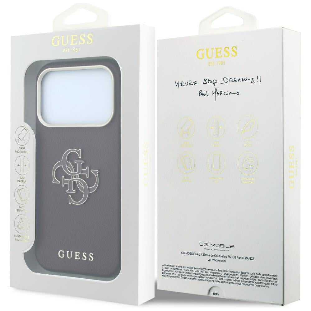 Futrola za Apple iPhone 18 Pro / 17 Pro, Guess, Grained Big Resin Logo, Bordo