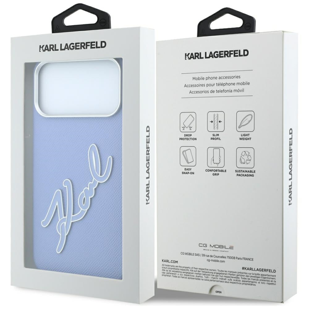 Futrola za Apple iPhone 18 Pro / 17 Pro, Karl Lagerfeld, Smooth Big Resin Signature Logo, Plava