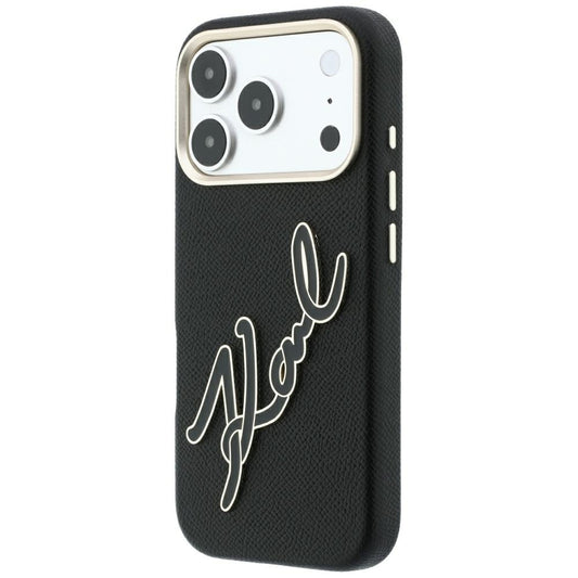 Futrola za Apple iPhone 18 Pro / 17 Pro, Karl Lagerfeld, Smooth Big Resin Signature Logo, Crna