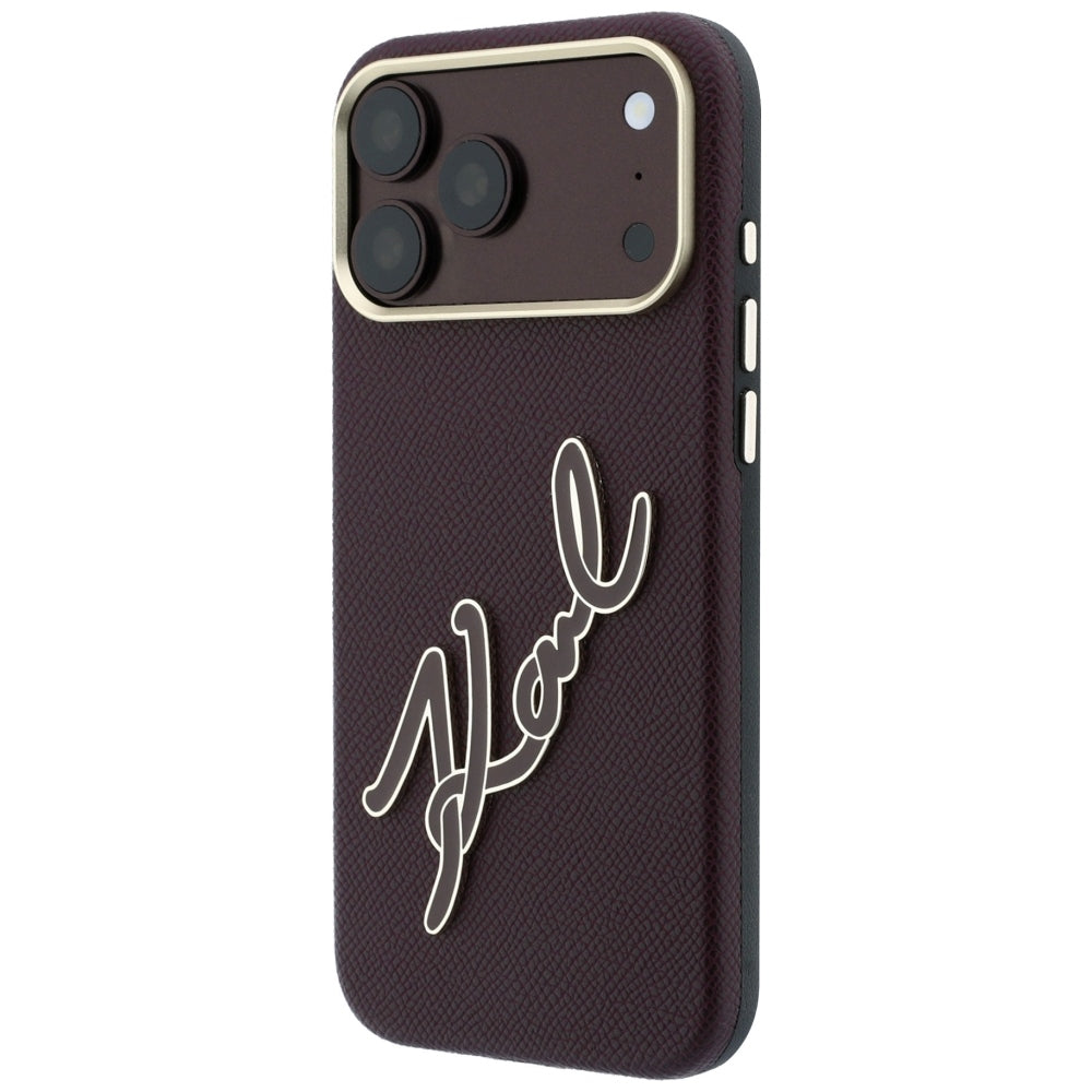 Futrola za Apple iPhone 18 Pro / 17 Pro, Karl Lagerfeld, Smooth Big Resin Signature Logo, Bordo