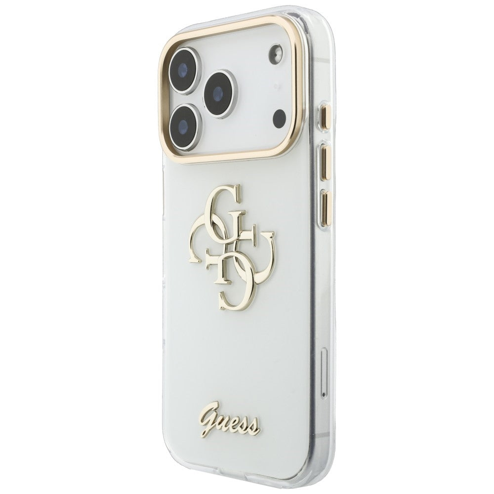 Futrola za Apple iPhone 18 Pro, Guess, IML 4G Metal Script, Bela