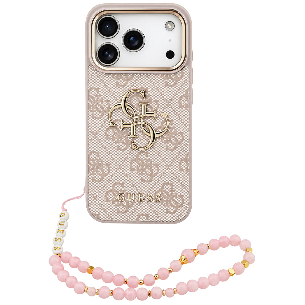 Futrola za Apple iPhone 18 Pro Max / 17 Pro Max, Guess, 4G Classic Logo sa trakom, Roze Zlatna