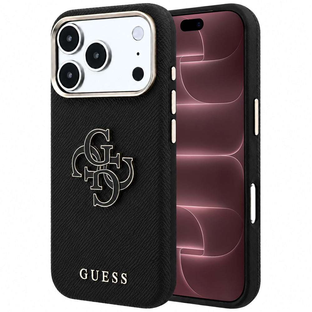 Futrola za Apple iPhone 18 Pro Max / 17 Pro Max, Guess, Grained Big Resin Logo, Crna