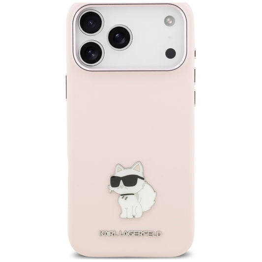 Maska za Apple iPhone 18 Pro Max / 17 Pro Max, Karl Lagerfeld, Choupette Metal Pin, roze