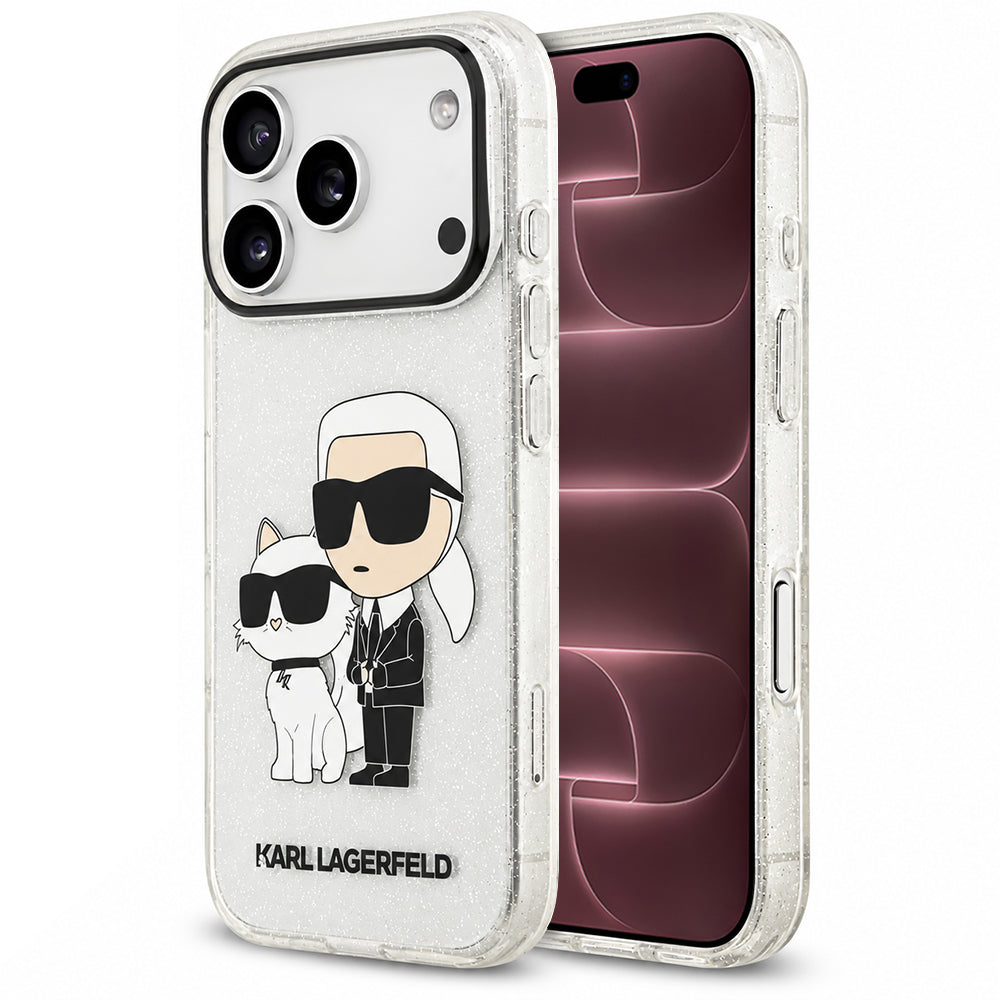 Maska za Apple iPhone 18 Pro Max / 17 Pro Max, Karl Lagerfeld, IML Glitter Karl and Choupette NFT, providna
