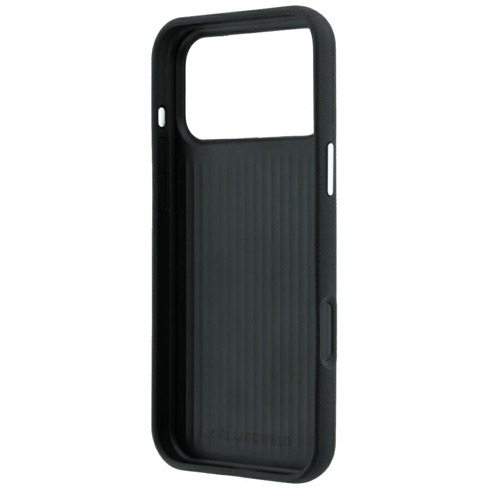 Futrola za Apple iPhone 18 Pro Max / 17 Pro Max, Karl Lagerfeld, Saffiano sa Karl & Choupette Head's Pin i Logom, Crna
