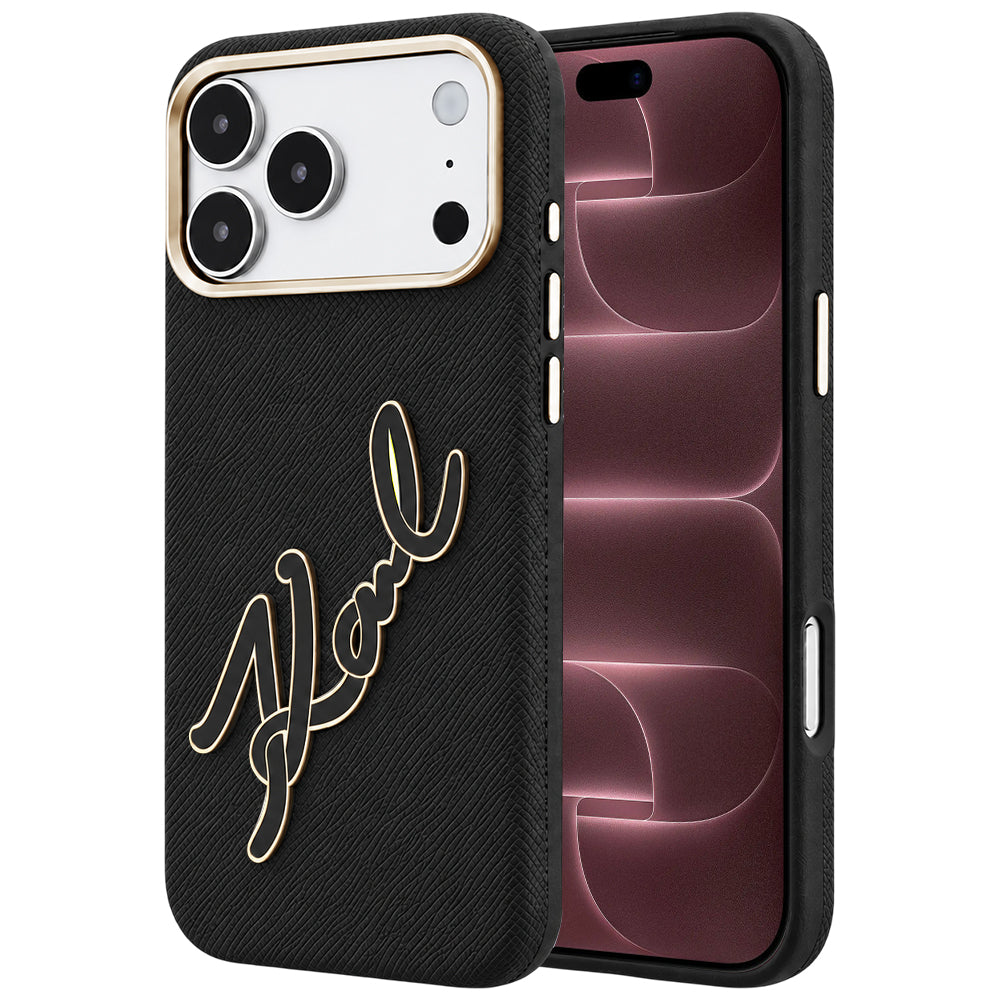 Futrola za Apple iPhone 18 Pro Max / 17 Pro Max, Karl Lagerfeld, Smooth Big Resin Signature Logo, Crna