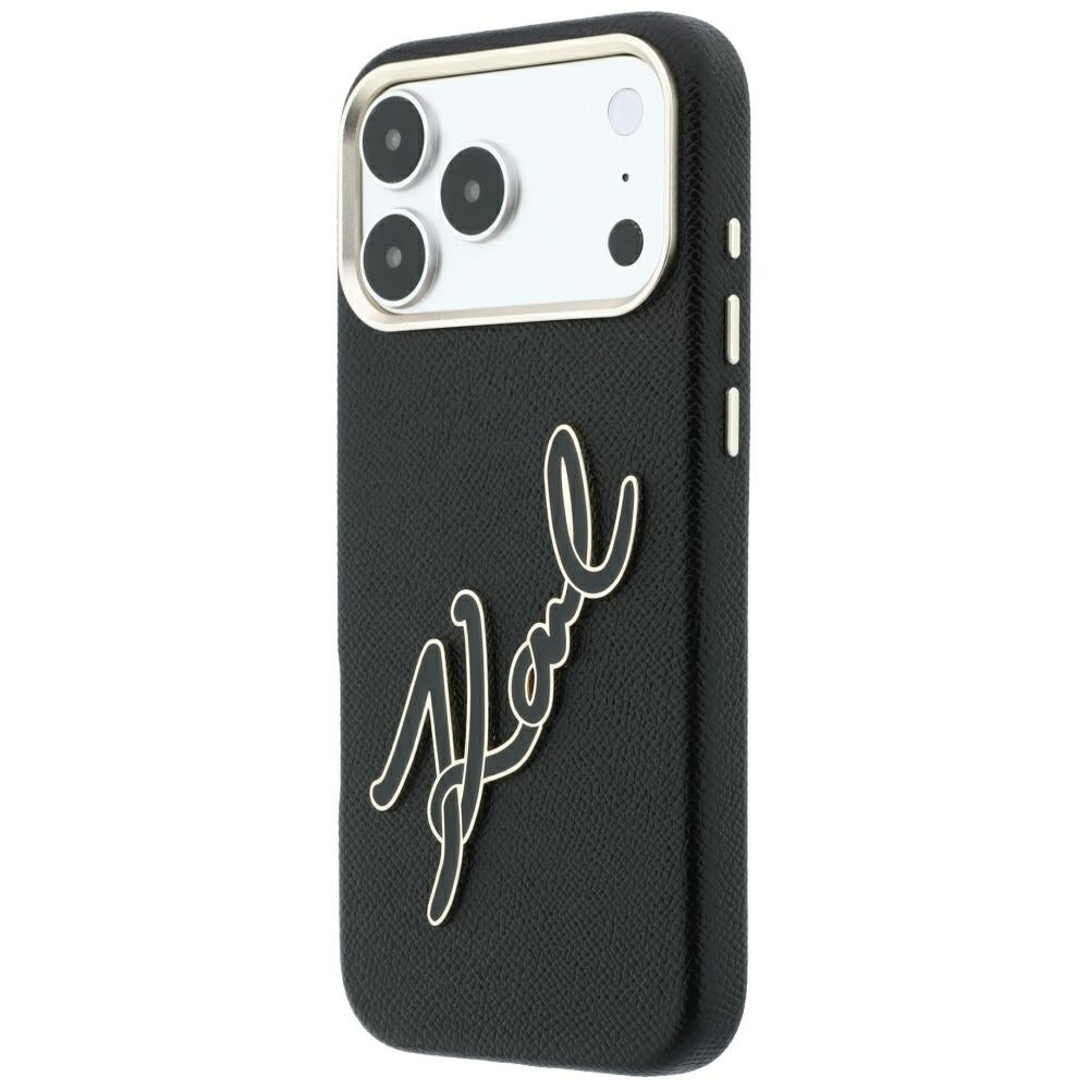 Futrola za Apple iPhone 18 Pro Max / 17 Pro Max, Karl Lagerfeld, Smooth Big Resin Signature Logo, Crna