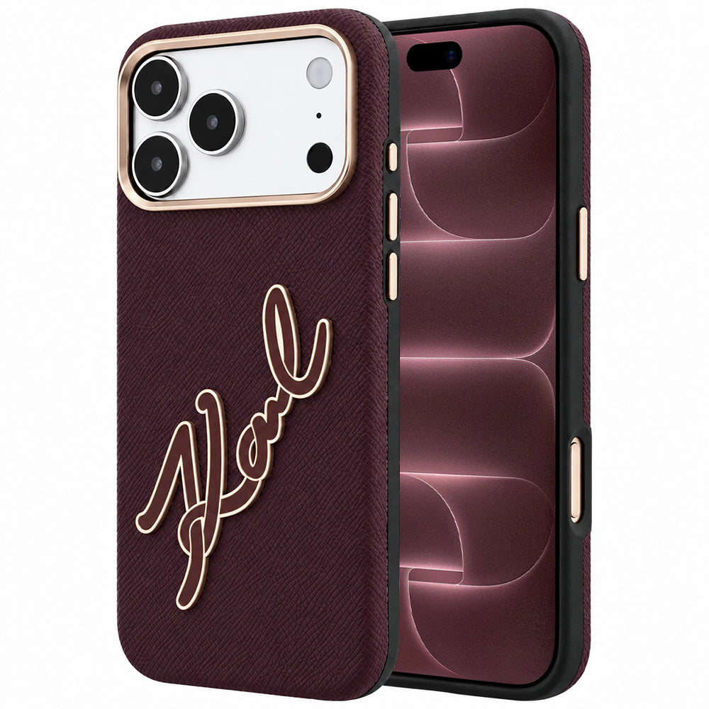 Futrola za Apple iPhone 18 Pro Max / 17 Pro Max, Karl Lagerfeld, Smooth Big Resin Signature Logo, Bordo