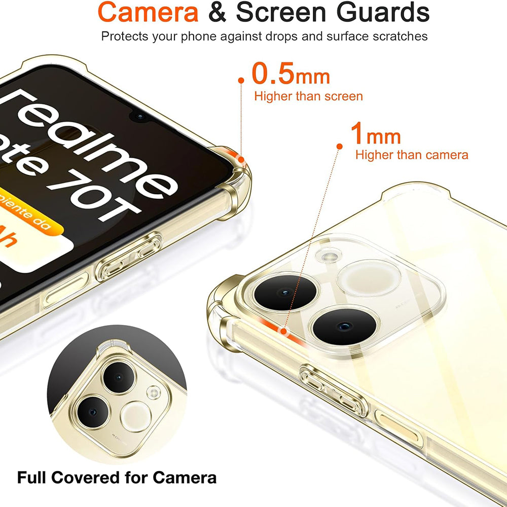 Futrola za Realme Note 70T, Techsuit, Shockproof Clear, Transparentna