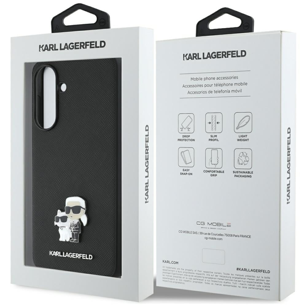 Futrola za Samsung Galaxy A36 A366, Karl Lagerfeld, Saffiano Karl & Choupette Metal, Crna