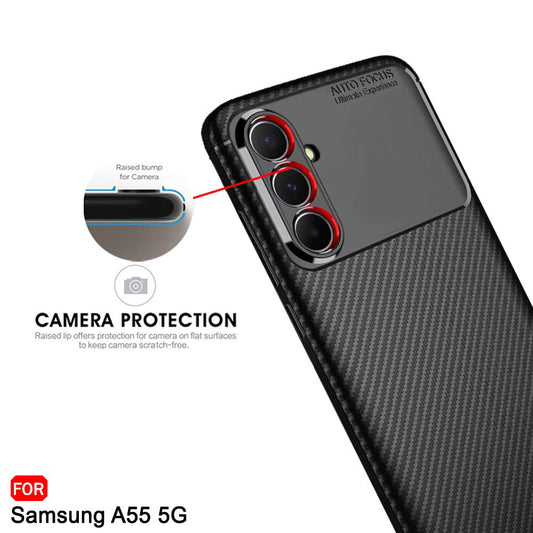 Futrola za Samsung Galaxy A55 5G A556, Techsuit, CarbonFiber, Crna