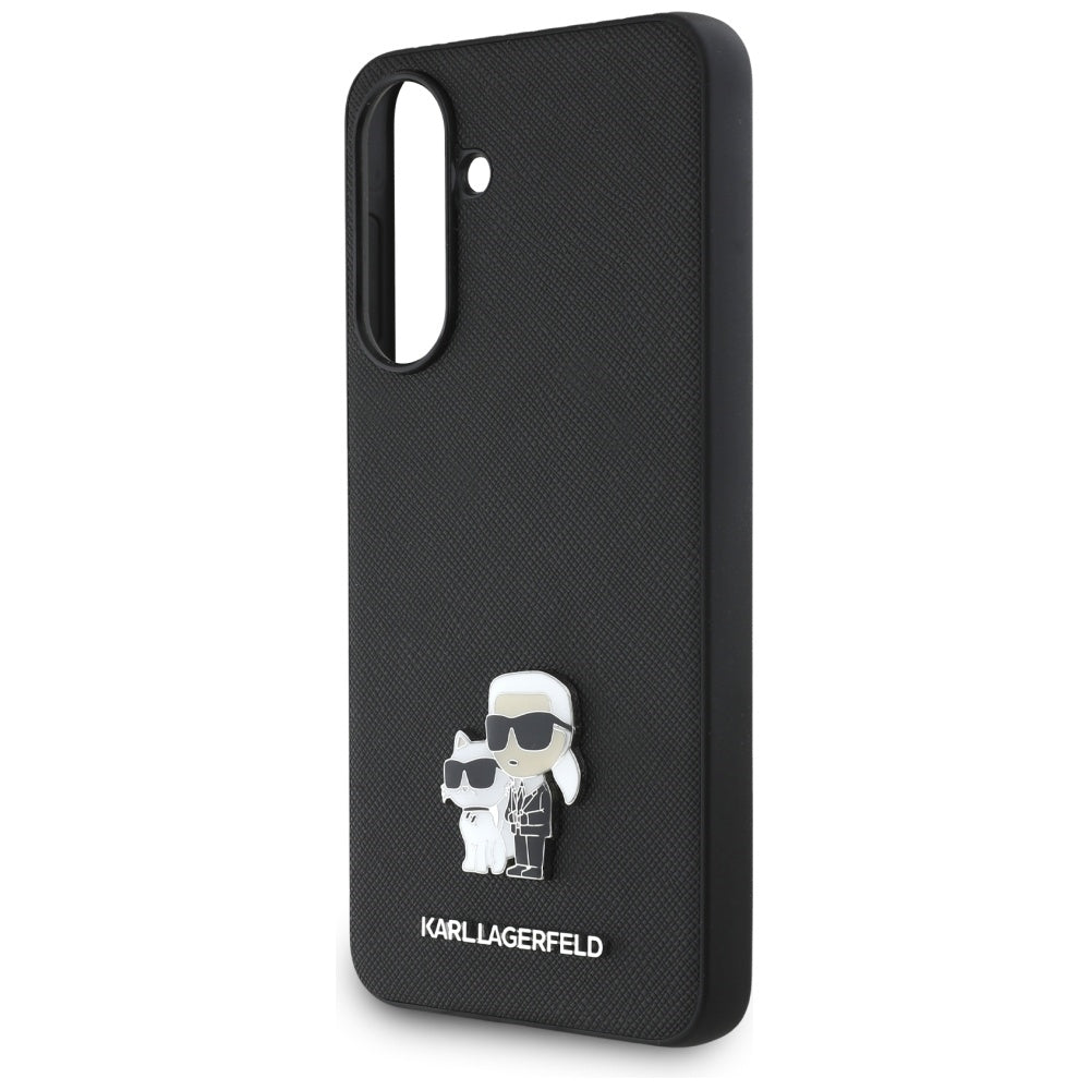 Futrola za Samsung Galaxy A56 A566, Karl Lagerfeld, Saffiano Karl & Choupette Metal, Crna