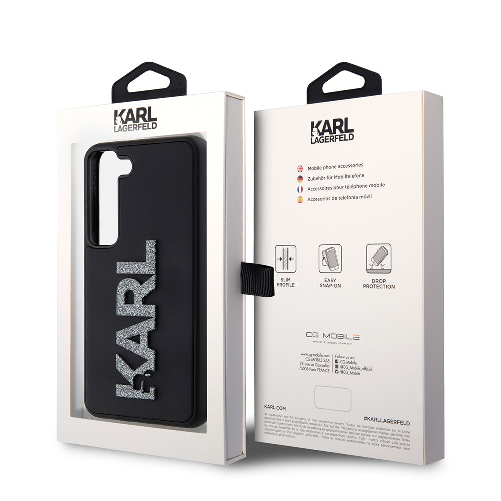 Futrola za Samsung Galaxy S23 S911, Karl Lagerfeld, 3D Rubber Glitter Logo, Crna