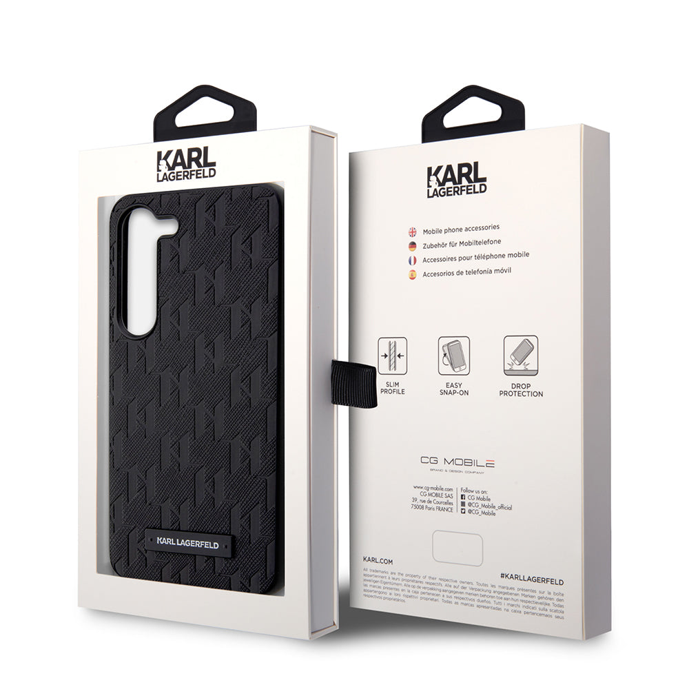 Futrola za Samsung Galaxy S23 S911, Karl Lagerfeld, Saffiano Monogram Metal Logo, Crna