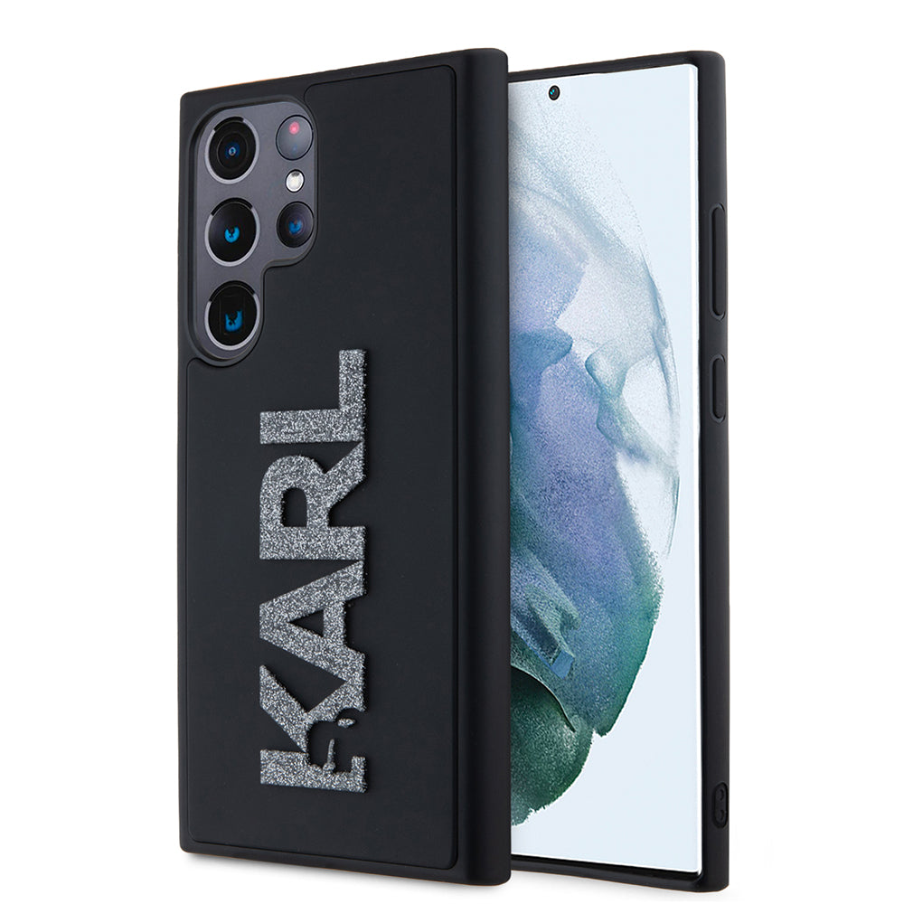 Futrola za Samsung Galaxy S23 Ultra S918, Karl Lagerfeld, 3D Rubber Glitter Logo, Crna