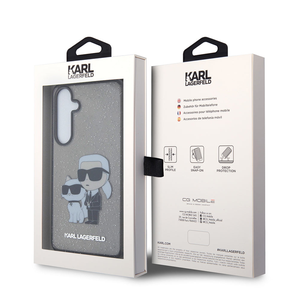 Futrola za Samsung Galaxy S24+ S926, Karl Lagerfeld, Glitter Karl & Choupette, Crna Providna