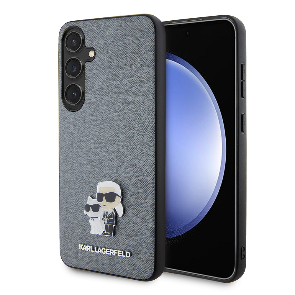 Futrola za Samsung Galaxy S24+ S926, Karl Lagerfeld, Saffiano Karl & Choupette Metal, Siva