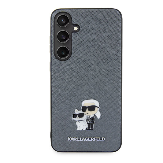 Futrola za Samsung Galaxy S24+ S926, Karl Lagerfeld, Saffiano Karl & Choupette Metal, Siva