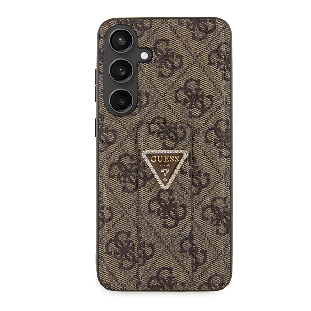 Futrola za Samsung Galaxy S24 S921, Guess, Grip Stand 4G Triangle Strass, Braon