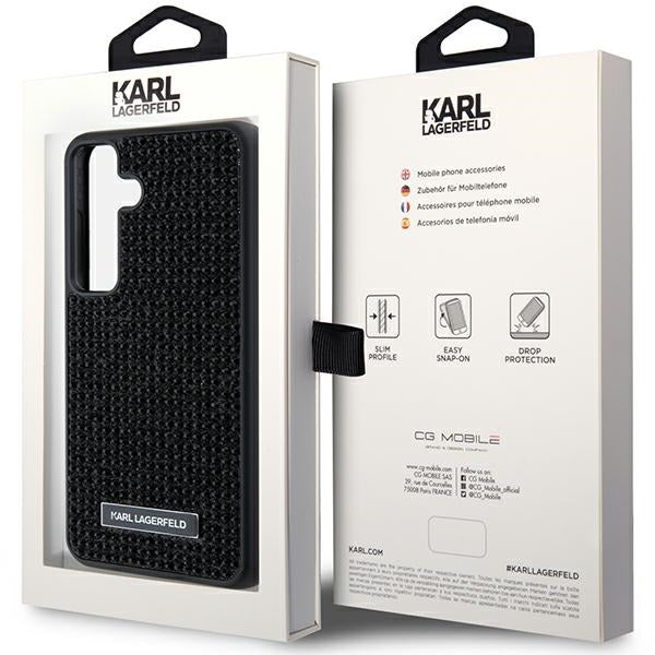 Futrola za Samsung Galaxy S24 S921, Karl Lagerfeld, Rhinestone Metal Plate, Crna