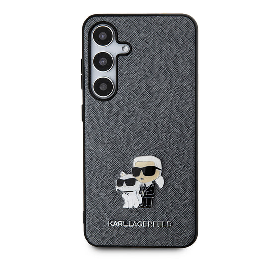 Futrola za Samsung Galaxy S24 S921, Karl Lagerfeld, Saffiano Karl & Choupette Metal, Siva