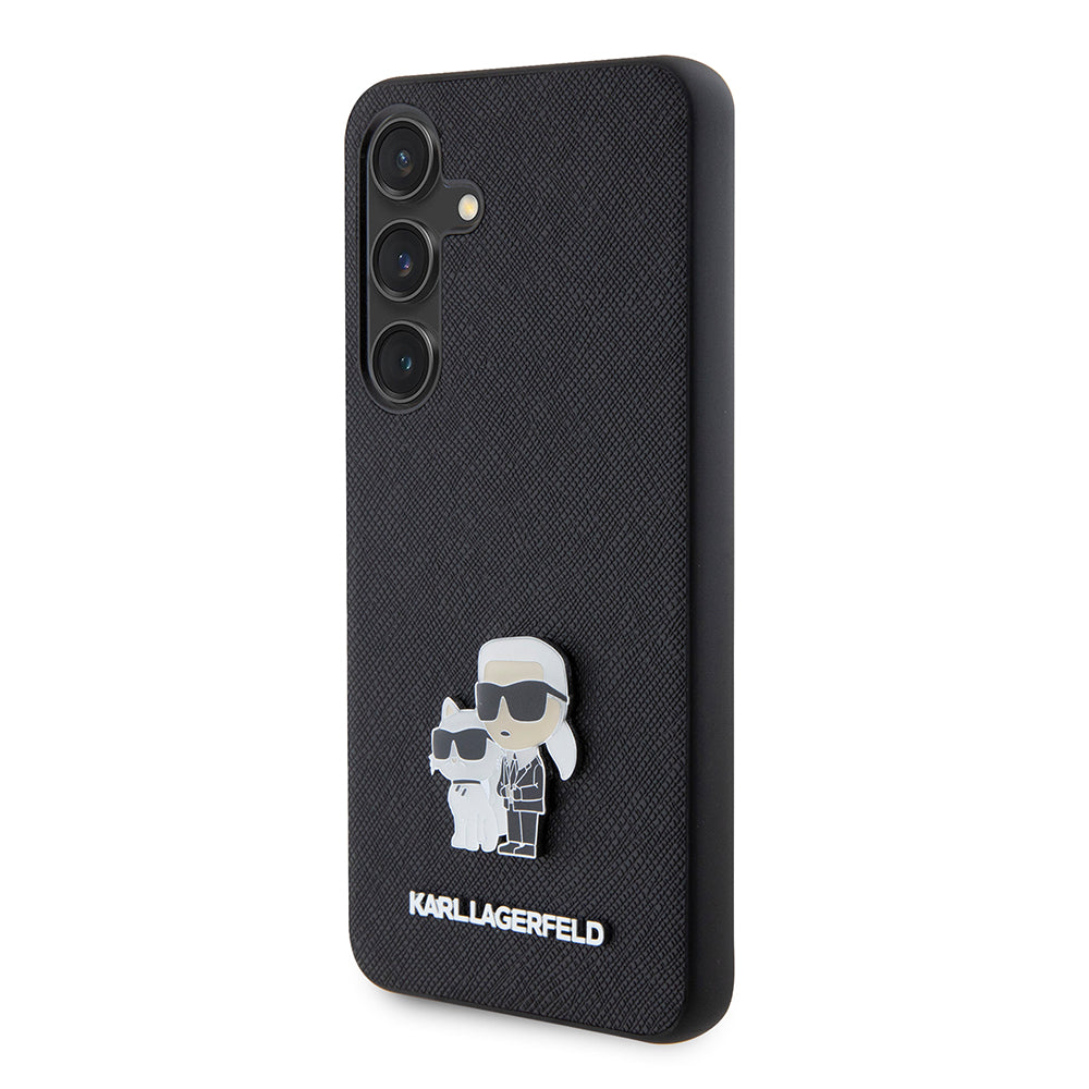 Futrola za Samsung Galaxy S24 S921, Karl Lagerfeld, Saffiano Karl & Choupette Metal, Crna