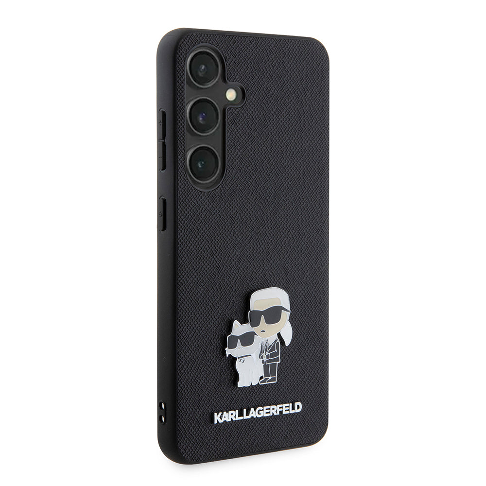 Futrola za Samsung Galaxy S24 S921, Karl Lagerfeld, Saffiano Karl & Choupette Metal, Crna