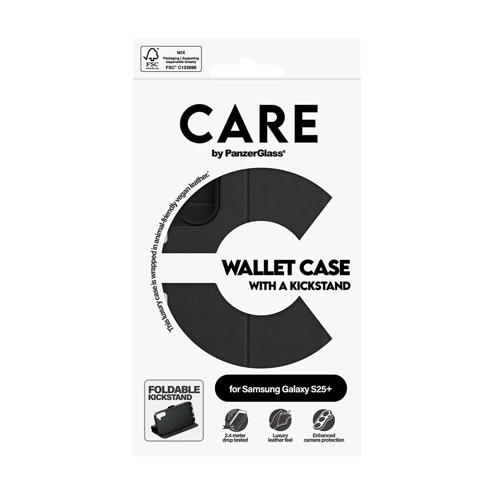 Futrola za Samsung Galaxy S25+ S936, PanzerGlass, Care Feature Kickstand Wallet, Crna