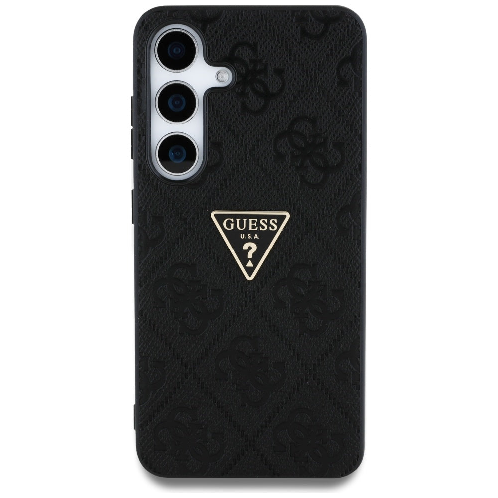 Futrola za Samsung Galaxy S25 S931, Guess, Grained Hot Stamp 4G Triangle, Crna