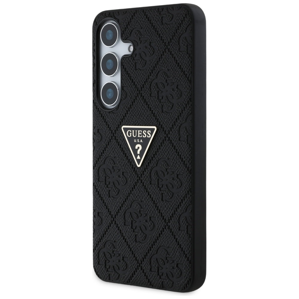 Futrola za Samsung Galaxy S25 S931, Guess, Grained Hot Stamp 4G Triangle, Crna