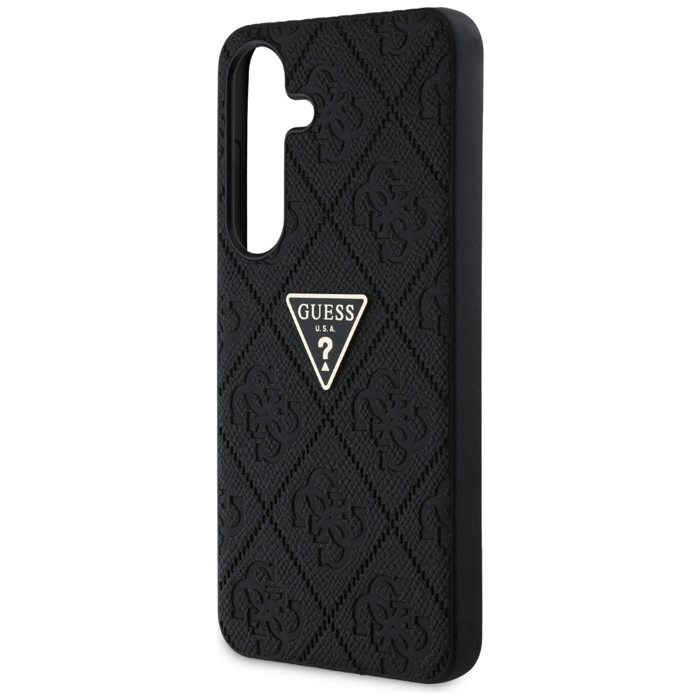 Futrola za Samsung Galaxy S25 S931, Guess, Grained Hot Stamp 4G Triangle, Crna
