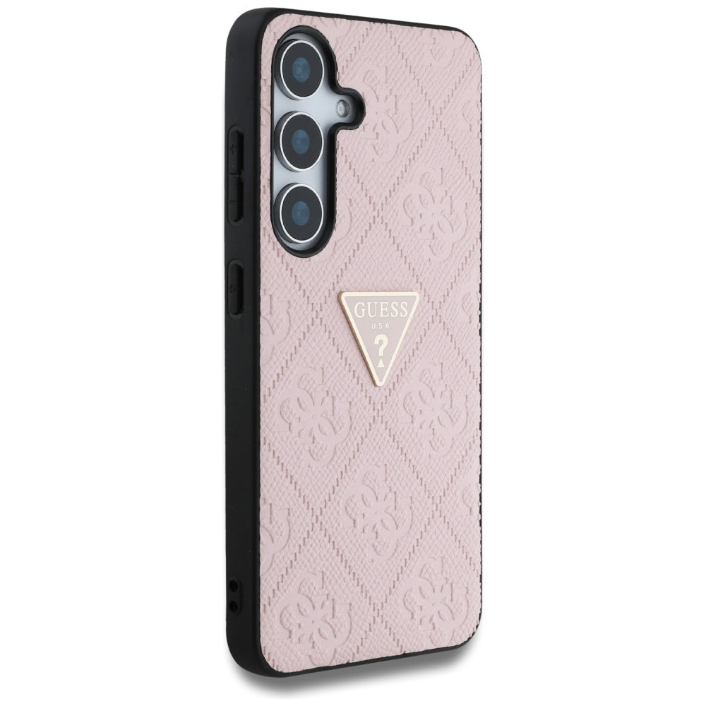 Futrola za Samsung Galaxy S25 S931, Guess, Grained Hot Stamp 4G Triangle, Roze