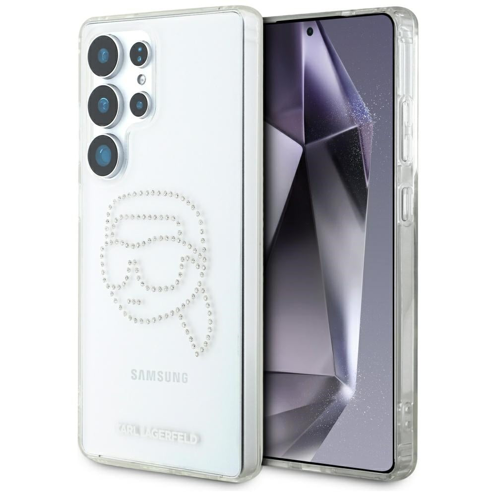 Futrola za Samsung Galaxy S25 Ultra S938, Karl Lagerfeld, IML Rhinestones Karl's Head, Transparentna