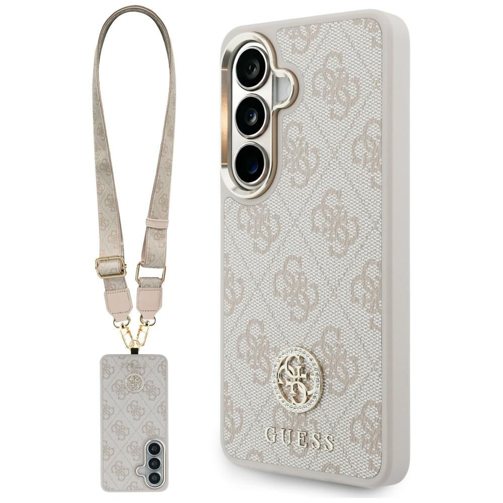 Futrola za Samsung Galaxy S26 S942, GUESS, 4G Big Rhinestone Triangle Strap, Roze