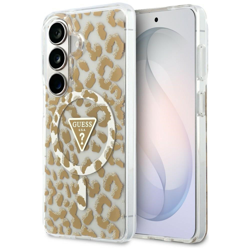 Husa MagSafe za Samsung Galaxy S26 S942, Guess, IML Leopard Pattern, Braon