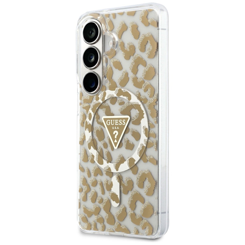 Husa MagSafe za Samsung Galaxy S26 S942, Guess, IML Leopard Pattern, Braon