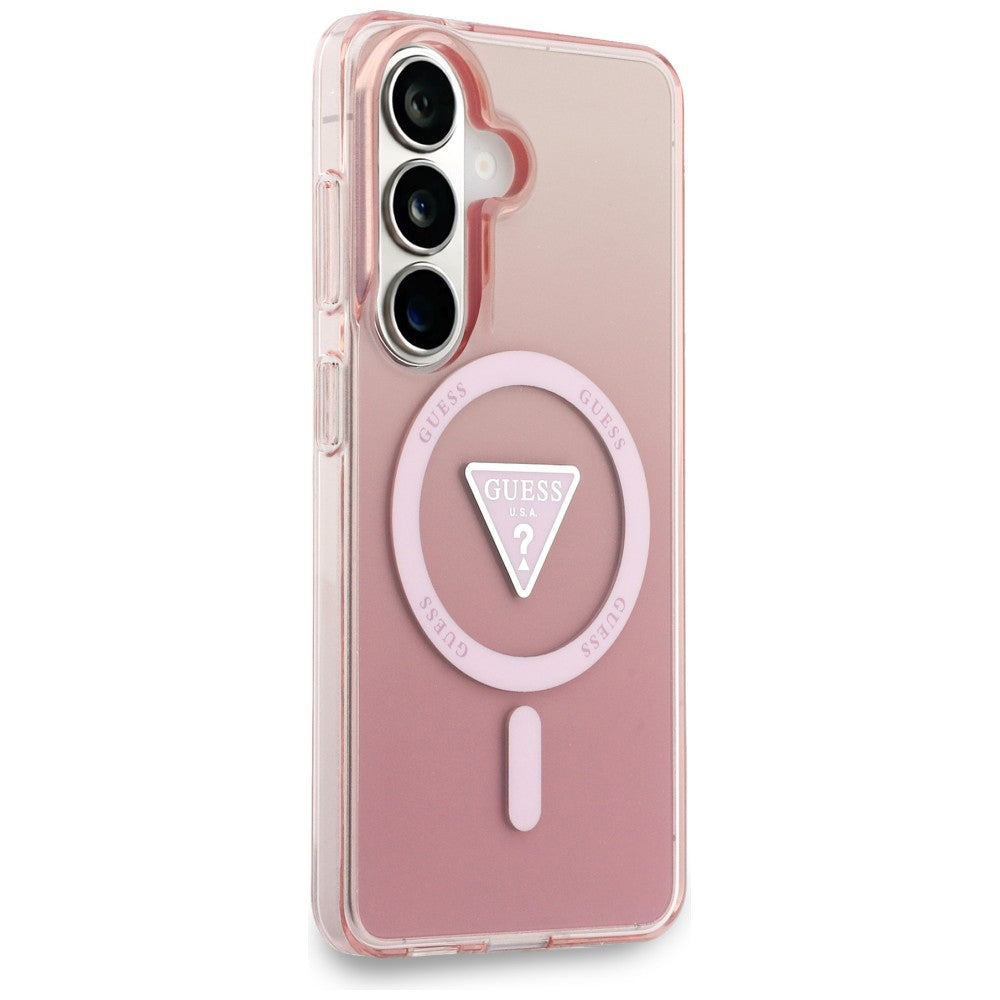 Futrola MagSafe za Samsung Galaxy S26 S942, Guess, IML Gradient Triangle Logo, Roze