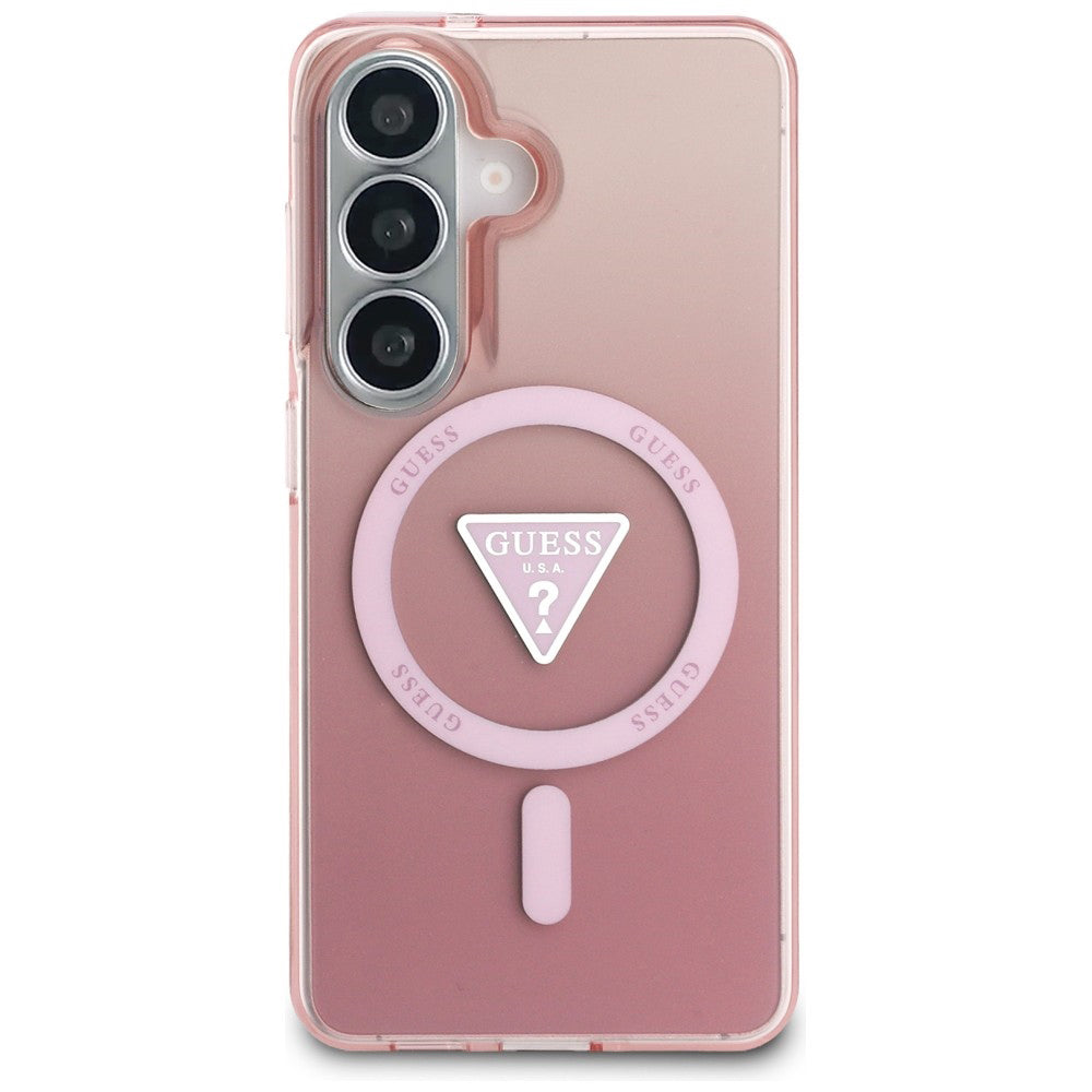Futrola MagSafe za Samsung Galaxy S26 S942, Guess, IML Gradient Triangle Logo, Roze