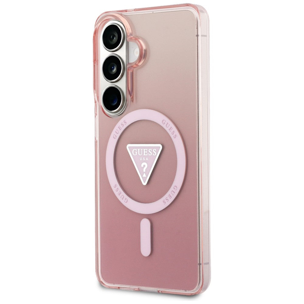 Futrola MagSafe za Samsung Galaxy S26 S942, Guess, IML Gradient Triangle Logo, Roze