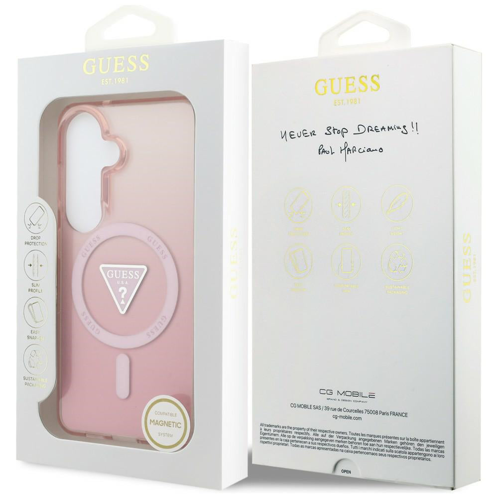 Futrola MagSafe za Samsung Galaxy S26 S942, Guess, IML Gradient Triangle Logo, Roze