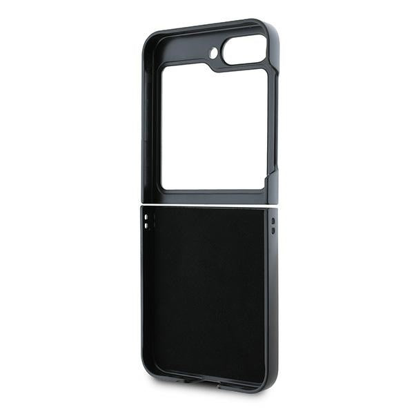 Futrola za Samsung Galaxy Z Flip7 FE F761 / Z Flip6 F741, Karl Lagerfeld, Saffiano Monogram Karl's Head Metal, Crna