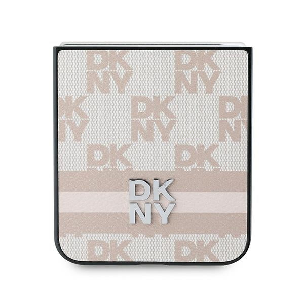 Futrola za Samsung Galaxy Z Flip7 FE F761 / Z Flip6 F741, DKNY, Štampani prugasti šahovski uzorak, Roze