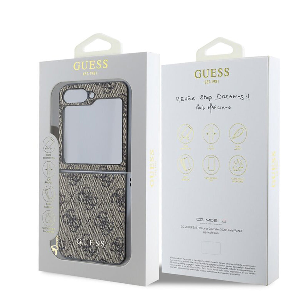 Futrola za Samsung Galaxy Z Flip7 FE F761 / Z Flip6 F741, Guess, 4G Charm, Braon
