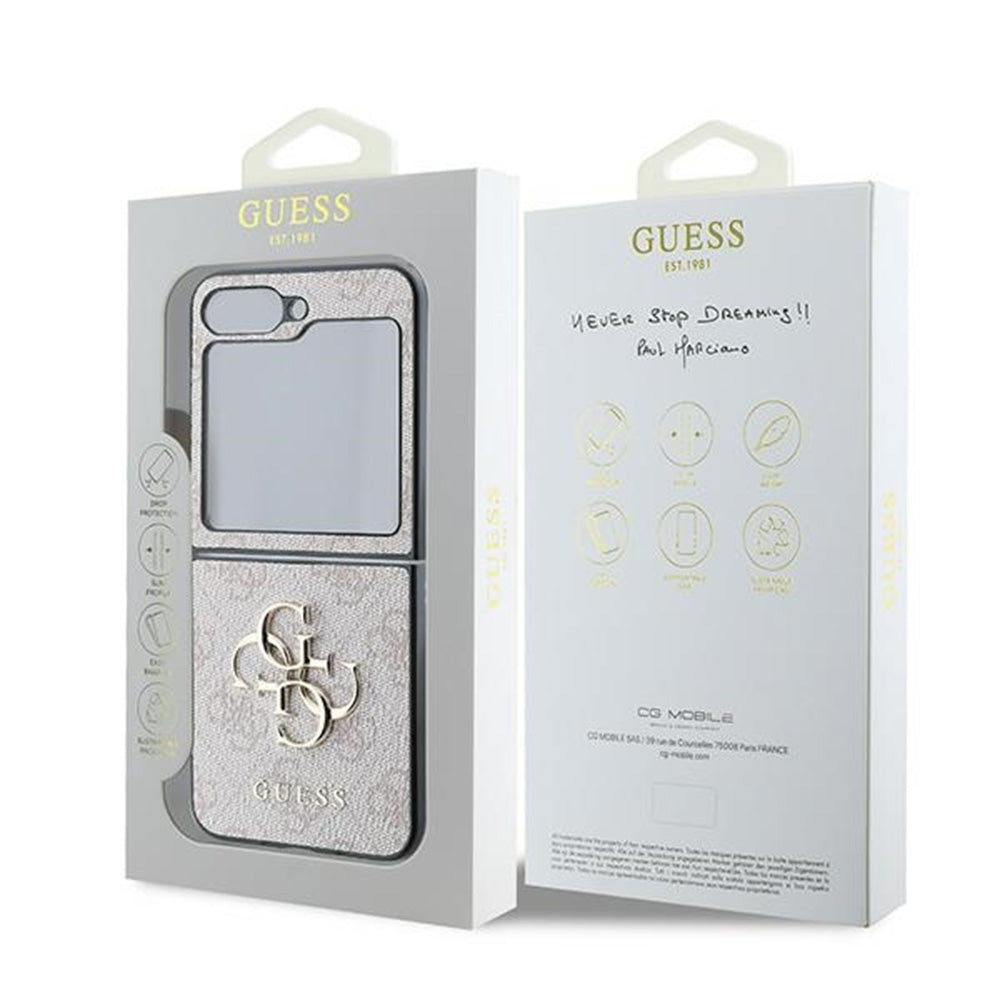 Futrola za Samsung Galaxy Z Flip7 FE F761 / Z Flip6 F741, Guess, 4G Metal Logo, Roze