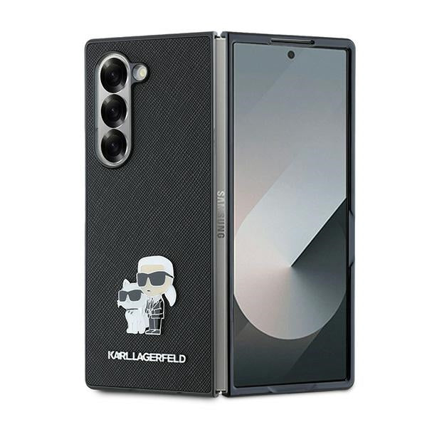 Futrola za Samsung Galaxy Z Fold6 F956, Karl Lagerfeld, Saffiano Karl & Choupette Metal, Crna