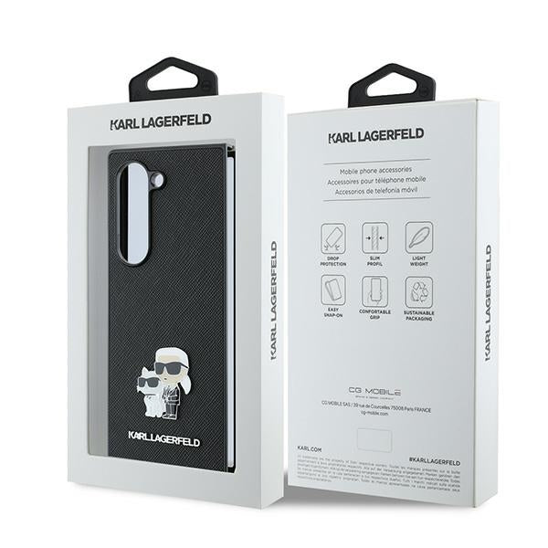 Futrola za Samsung Galaxy Z Fold6 F956, Karl Lagerfeld, Saffiano Karl & Choupette Metal, Crna