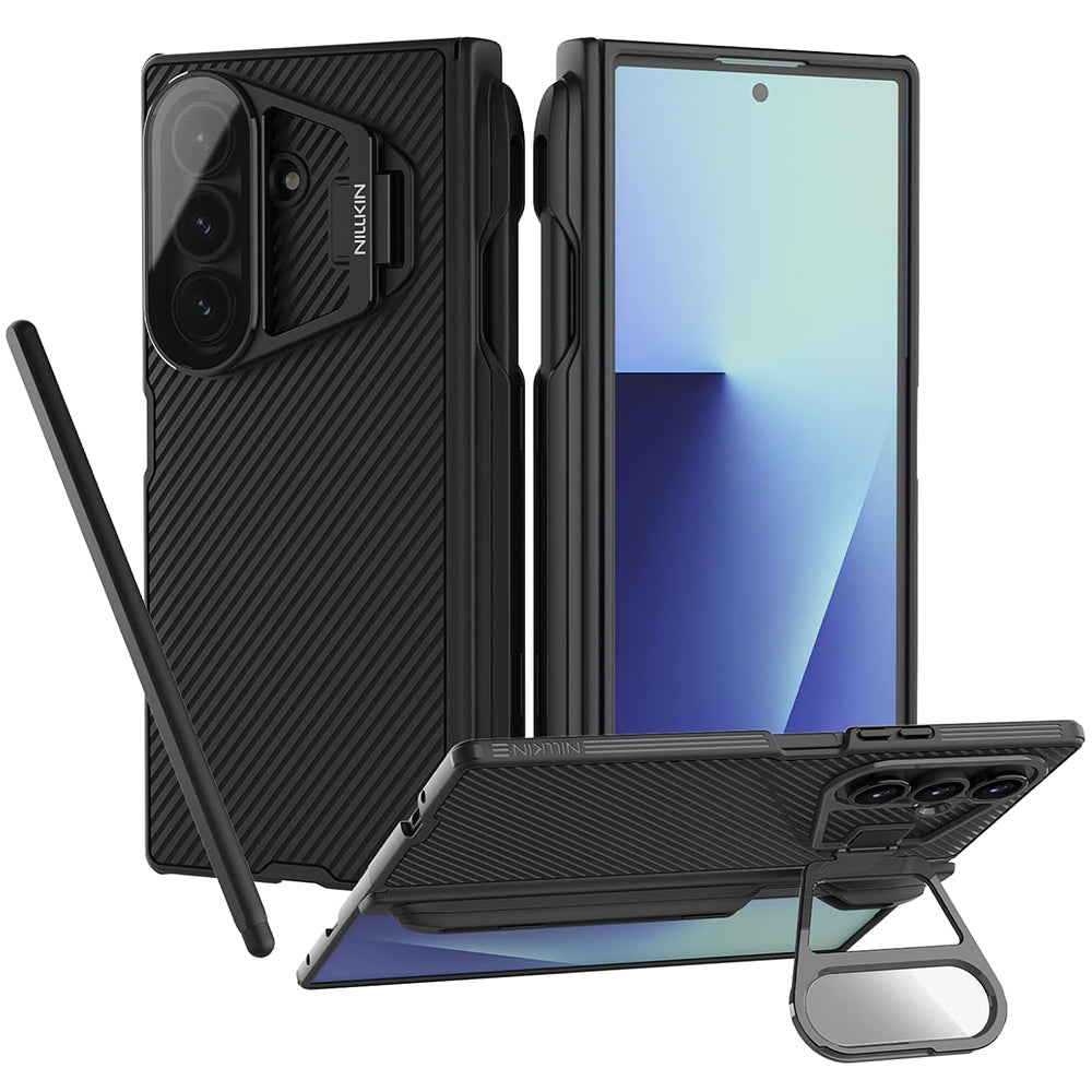 Futrola za Samsung Galaxy Z Fold7 F966, Nillkin, CamShield Prop sa providnim poklopcem za sočivo i držačem za S-Pen, Crna