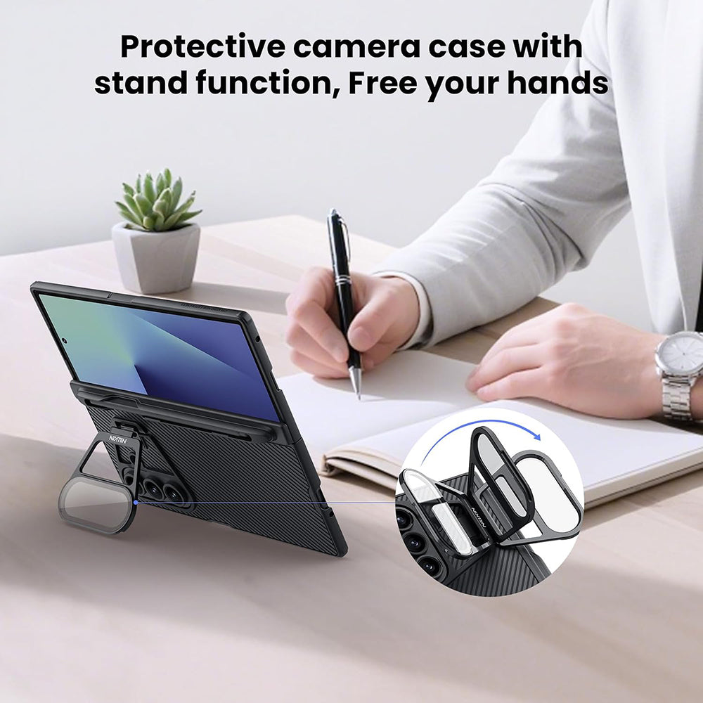 Futrola za Samsung Galaxy Z Fold7 F966, Nillkin, CamShield Prop sa providnim poklopcem za sočivo i držačem za S-Pen, Crna