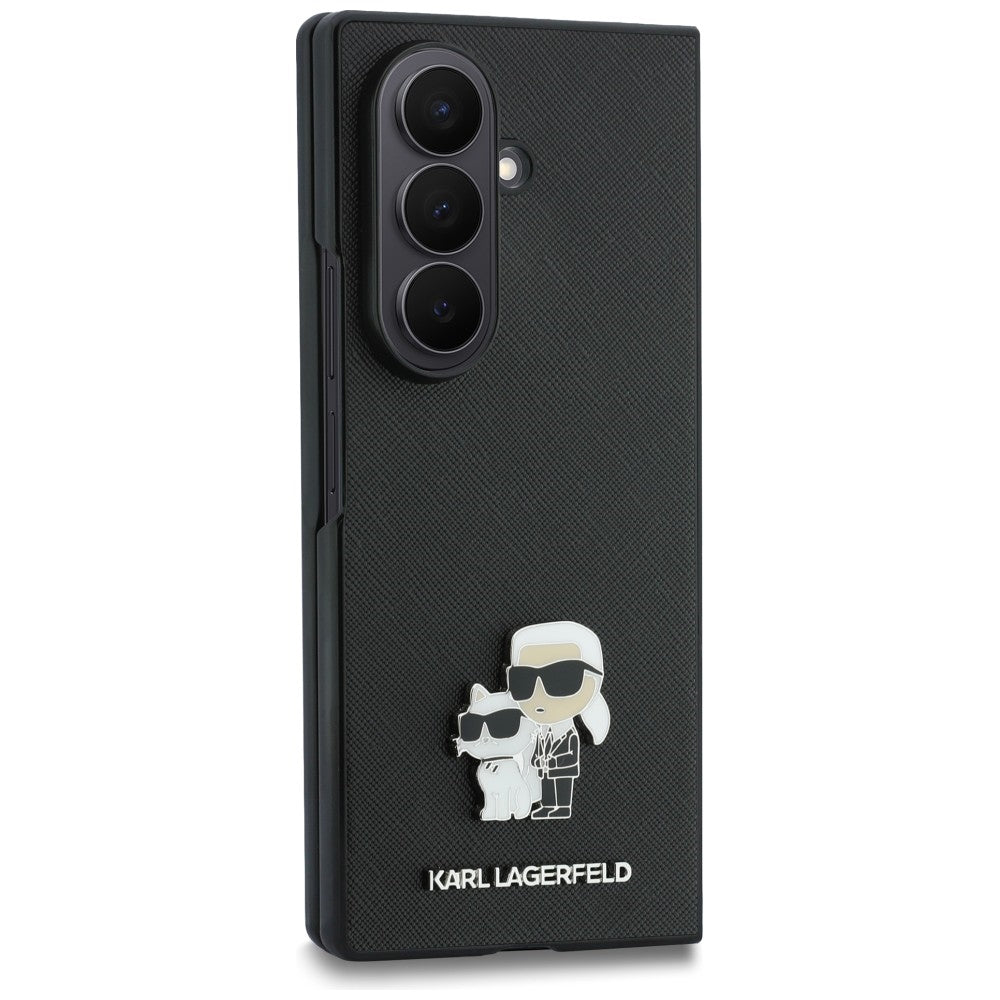Futrola za Samsung Galaxy Z Fold8 Ultra F976, Karl Lagerfeld, Saffiano Karl & Choupette Metal Pin, Crna